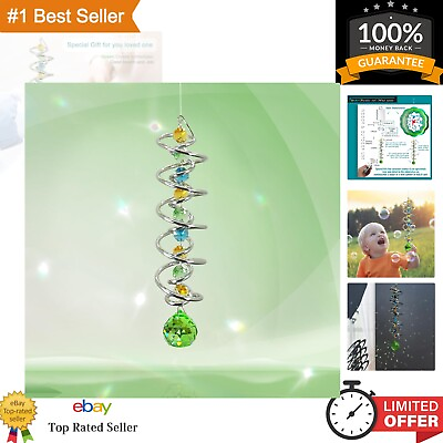 #ad Gazing Ball Spiral Tail Decorative Wind Spinner Sun Catcher Rainbow Maker Do... $29.22