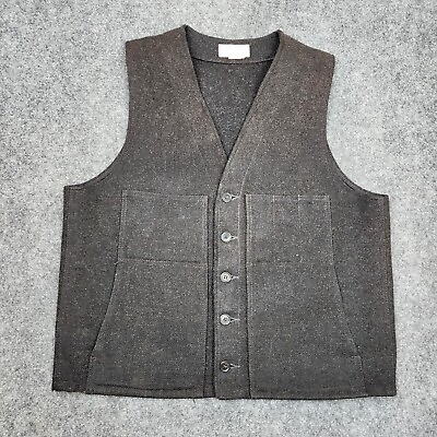 #ad Vtg CC Filson Mackinaw Wool Vest Mens 46 Black Hunting Vest Style 20 Cruiser $124.97