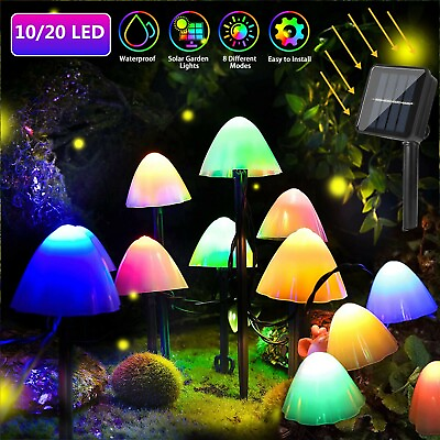 #ad LED Garden Solar Mushroom Lights String Fairy Outdoor Landscape Patio Decor Lamp $14.24