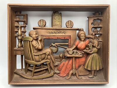 #ad Vintage Burwood Products Decor 3D Wall Hanging Family Tea Time $22.00