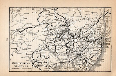 #ad 1892 Philadelphia and Reading Vintage Railroad Map 1363 $24.75