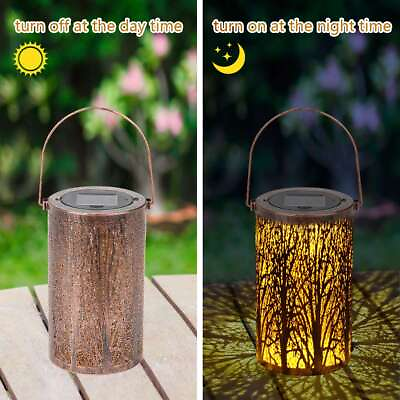 #ad Solar Waterproof Lantern Hanging LED Light Yard Outdoor Garden Flame Lamp Decor $13.79