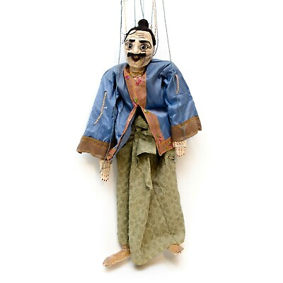#ad Antique Japanese Man Hand Carved Painted Wood Marionette Puppet Asian 22quot; height $131.23