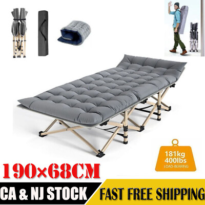 #ad Heavy Duty Folding Camping Cot Hiking Portable Military Sleeping Bed w Carry Bag $45.99