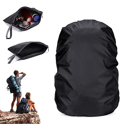 #ad Nylon Black Backpack 45L Rain Cover Black Outdoor for Hiking Travel Waterproof $5.69
