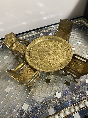 #ad Beautiful And Unique Vintage Solid Brass Table Set. $39.00