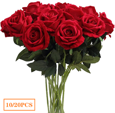 #ad 10 20PCS Silk Rose Artificial Flowers Fake Bouquet Wedding Home Party Decor USA $20.74