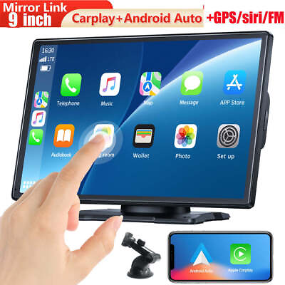 #ad 9quot;Portable Car Stereo Radio Wireless Apple Carplay Android Auto Touch Screen FM $89.00