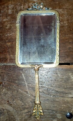 #ad Face à main miroir de style Louis XVI en bronze doré Noeud XIXème 19th Empire EUR 220.00