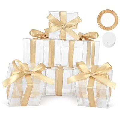 #ad 60 Pcs Clear Favor Boxes 2x2x2 Clear Gift Boxes Party 2x2x2 Inch Pack of 60 $29.07
