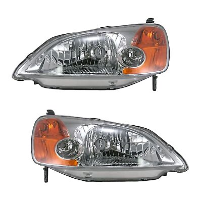 #ad For Honda 2001 2003 Civic Sedan Headlights Headlamps Set Left amp; Right $238.78