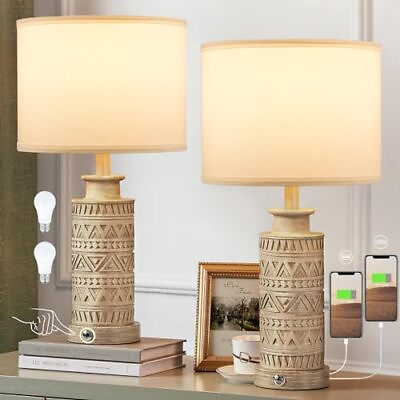 #ad Bedroom Lamps for Nightstand Set of 2 White Living Room Table Lamps B. White $146.82