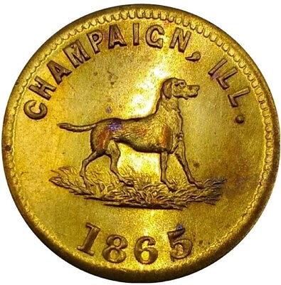 #ad 1865 Champaign Il Cm 5b R 6 J O Conklin Saloon Merchant Token $350.00