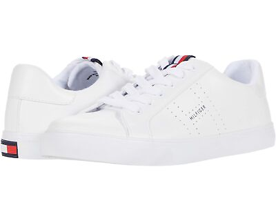 #ad Tommy Hilfiger Lamiss White Icon Stripe Lace Up Textile Fashion Sneakers $39.99