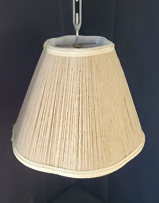 #ad Pleated Bell Shaped Mid Century MCM Tan Accent Lamp Shade Lined 9hquot;x12wquot; $22.00