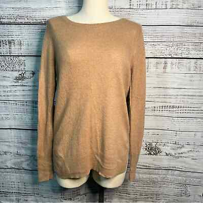 #ad Halogen 100% Cashmere Large Sweater Tan Crew Neck Thin Knit Sweater $22.79