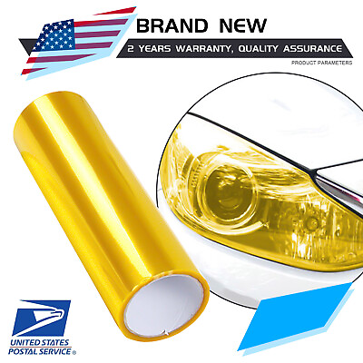 #ad Golden Yellow Taillight Fog Light Sticker Tint Protector Film Vinyl Wrap Decals $6.49