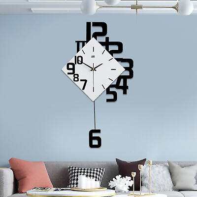 #ad Swing Wall Clock Modern Design Nordic Style Quartz Silent Pendulum Hanging Clock $47.51