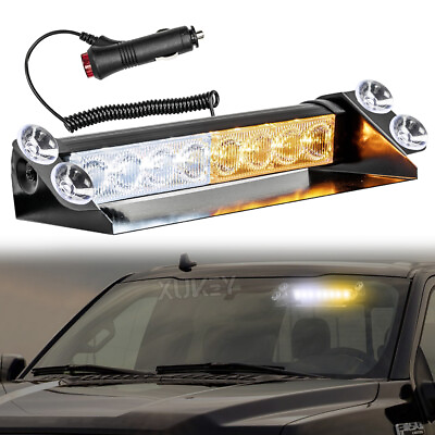 #ad 8 LEDs Lamp Car Emergency Warning Beacon Strobe Light Bar Windshield Dash Hazard $18.25