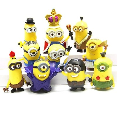 #ad 10Pcs Set kawaii Minions Figurines Toys 3D Eye Despicable Minions Action Figure $22.50