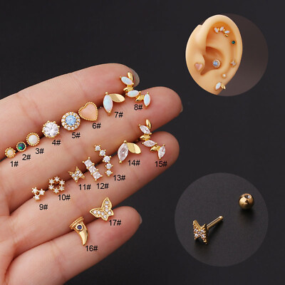 #ad Tragus 16G Crystal Helix Cartilage Ear Piercing Studs Screw in Earring $1.99