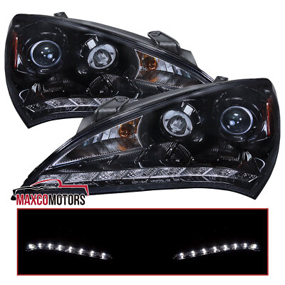 #ad Smoke Projector Headlights Fits 2010 2012 Hyundai Genesis 2Dr Coupe LED Strip $242.49