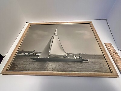 #ad Real Black and White photo of a Sailboat Ingrid Vintage 1937C.F. Dinsmore $350.99