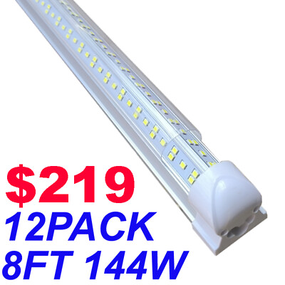 #ad 12Pack 8 Foot 8FT Led Tube Light 144W T8 Integrated 8#x27; Led Shop Lights Warehouse $219.97
