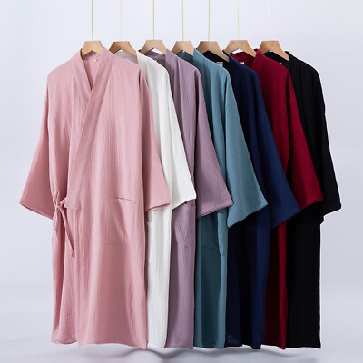 #ad Women Soft Cotton Kimono Robe Dressing Gown Japanese Yukata Nightwear Bathrobe $20.92