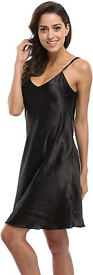 #ad MUSSIN Women#x27;s Sexy Satin Nightdress Silky Chemise Lingerie Robe Sleepwear Night $32.03