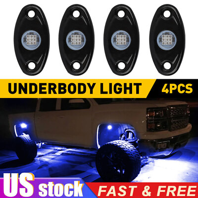 #ad LED Rock Lights Blue 4 Pods Underbody For JEEP Offroad Truck UTV ATV Boat DIY US $19.99
