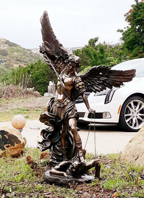 #ad 32 inch Cold Cast Bronze Archangel Saint Michael Religious Statue Figurine Decor $399.00