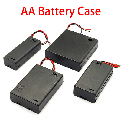 #ad 1 2 3 4 Slots AA Battery Case Storage Box With On Off Switch Wire Leads 1.5V 6V $5.76