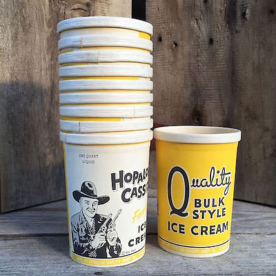 #ad Vintage Original 1950s HOPALONG CASSIDY ICE CREAM Box Quart Container NOS $11.96