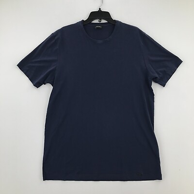 #ad Hanro Shirt Mens Large Navy Blue Day Night Short Sleeve Crew Tee Casual Cotton $38.88