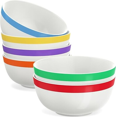 #ad Vremi 17 oz Ceramic Bowl Set of 6 White Porcelain Kitchen Serving Bowls $14.95