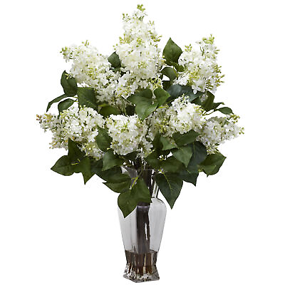 #ad Lilac Silk Flower Arrangement Liquid Illusion White Floral 24quot;H $130.99