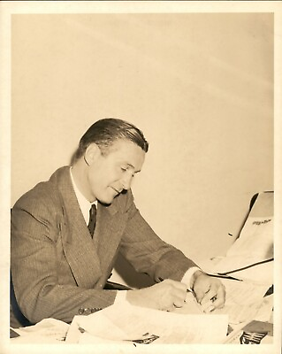 #ad GA101 Original Photo HADNSOME MAN AT DESK Writing Business Paperwork Signature $20.00