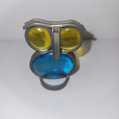 #ad Vintage Leaded Owl Stained Glass Suncatcher Figurine Blue amp; Yellow 2 1 2 quot; high $12.95