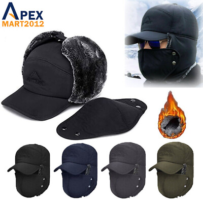 #ad Winter Fur Ear Flap Trapper Hat Outdoor Women Men Warm Russian Aviator Mask Cap $10.99