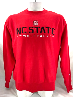 #ad NEW NC State Wolfpack Champion LS Red Crew Neck Pullover Sweatshirt Men#x27;s L $39.99