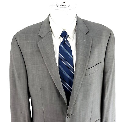 #ad Michael Kors Wool 2 Button Blazer 40R Or Slim 42R Gray Blue Sharkskin Windowpane $25.46