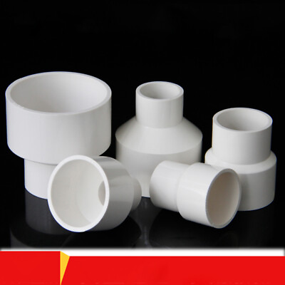 #ad White PVC Metric Plumbing Fittings Pipe Reducer Adapter Connector Joints $6.99