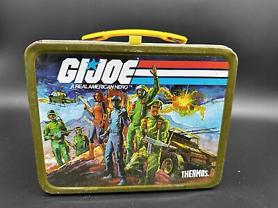 #ad Vintage 1982 Thermos G.I. Joe A Real American Hero Metal Lunchbox W Thermos $100.00