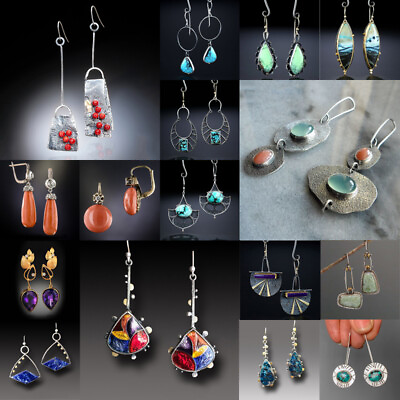#ad Fashion 925 Silver Dangle Drop Earrings Hook Women Turquoise Jewelry Ear Gifts C $3.56