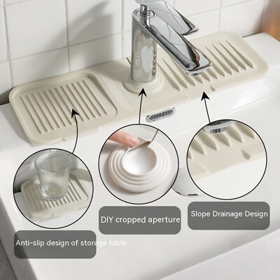 #ad Silicone Faucet Pad Kitchen Gadgets Bathroom Mat Anti splash Drain Pad Faucet Bo $16.12