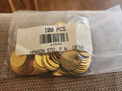 #ad 100pc HANSON 41822 New Old Stock 1 Inch Diameter Solid Brass Tags Vintage Rare $40.00