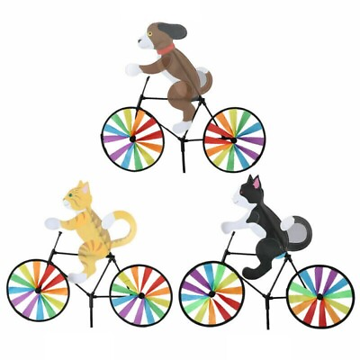 #ad Animal Bike Wind Spinner3pcs 3D Cat Dog Animal Riding Bicycle Windmills Animal $15.99