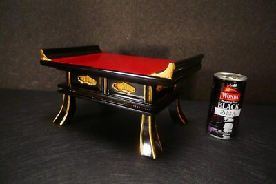 #ad Japanese Old Wooden Lacquer ware Flower sculpture Small SUTRA DESK DESK Onry $299.00