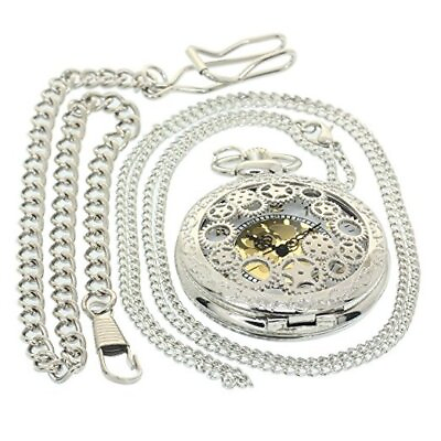 #ad Silver Vintage Antique Case Pocket Watch Fob Watch for Men Women Girls Gears $20.49